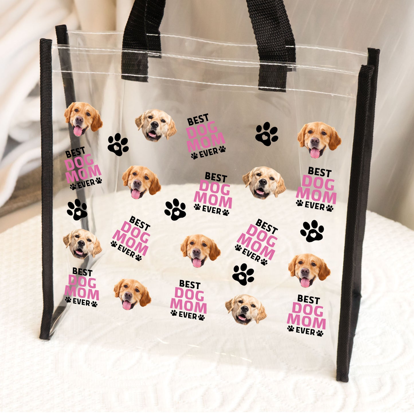 The Best Pet Mom - Custom Photo Clear Tote Bag