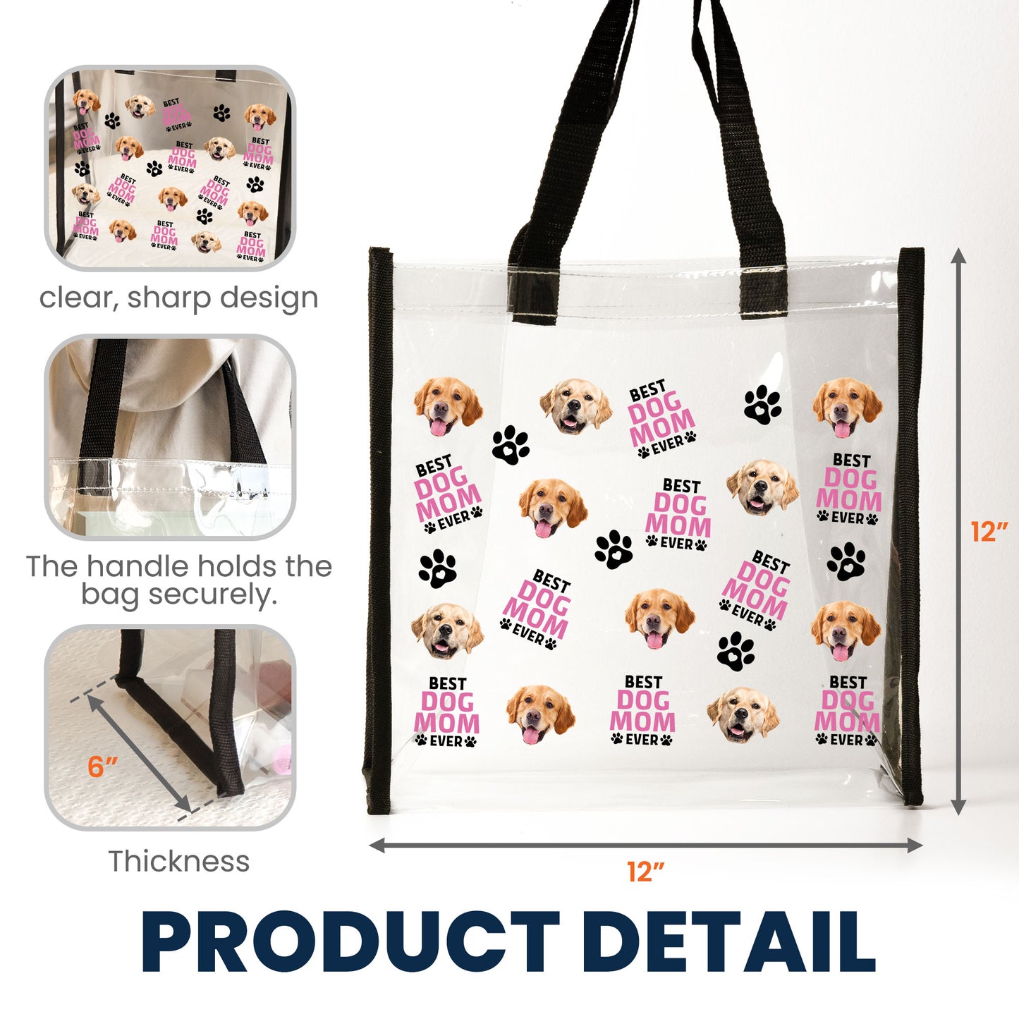 The Best Pet Mom - Custom Photo Clear Tote Bag