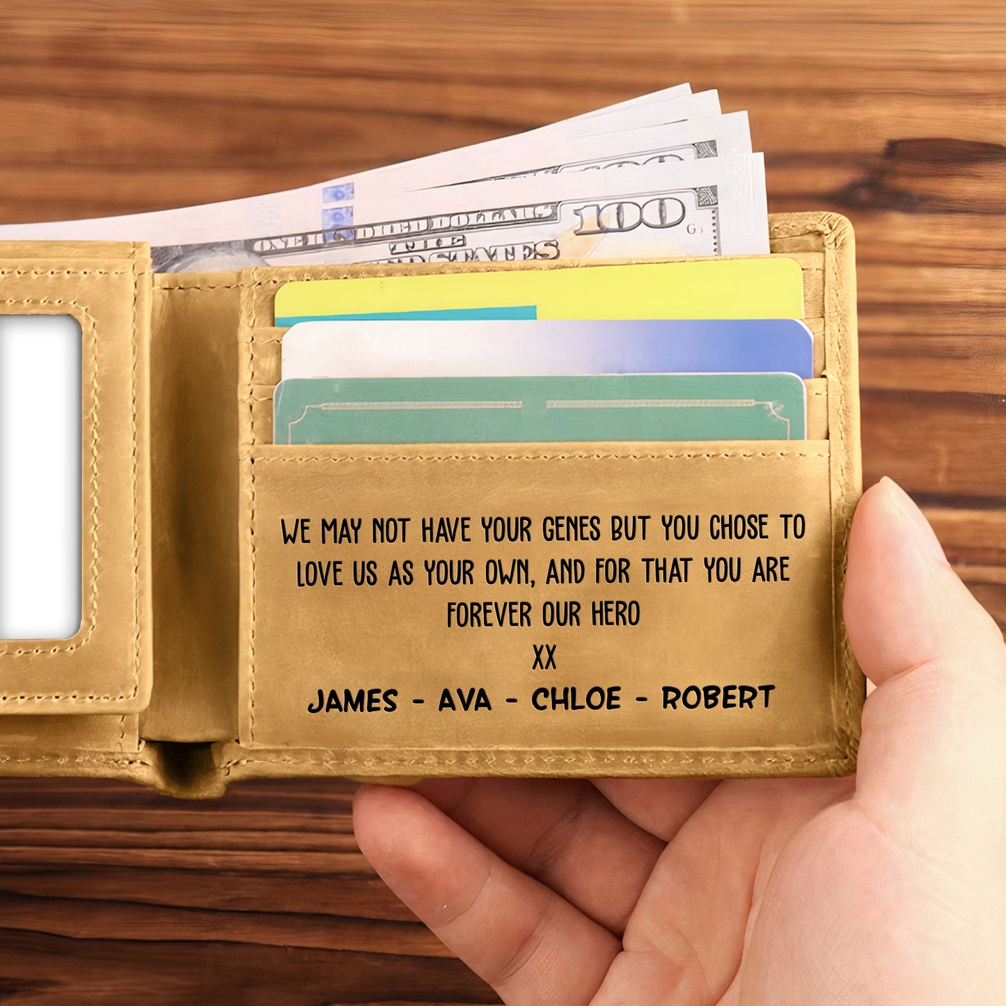 The Best Step Dad Ever - Personalized Leather Wallet