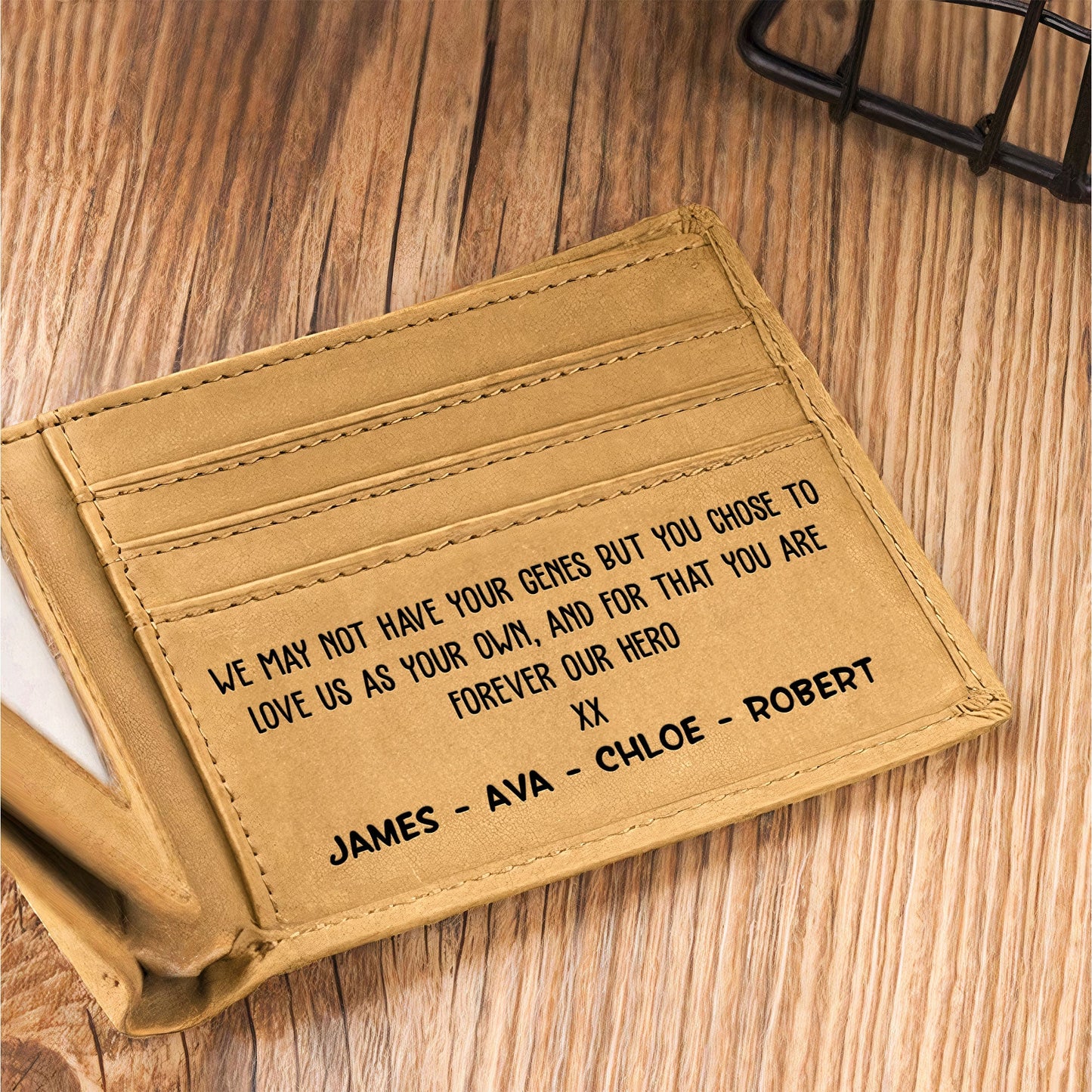 The Best Step Dad Ever - Personalized Leather Wallet