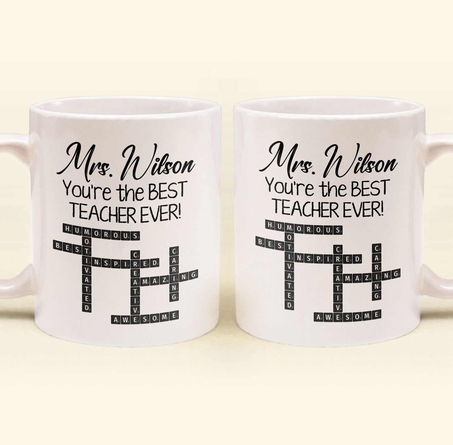 The Best Teacher Scrabble Name Affirmation - Personalized Mug