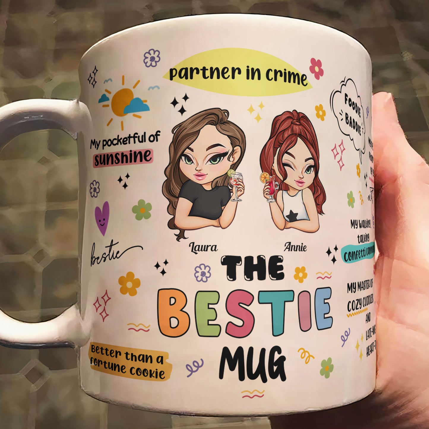 The Bestie Mug - Gifts For Partner In Crime, Soul Sister Or Best Friend - Personalized Mug