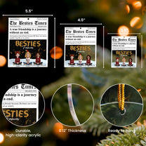 The Besties Times - Friendship Gifts Newspaper - Personalized Acrylic Ornament