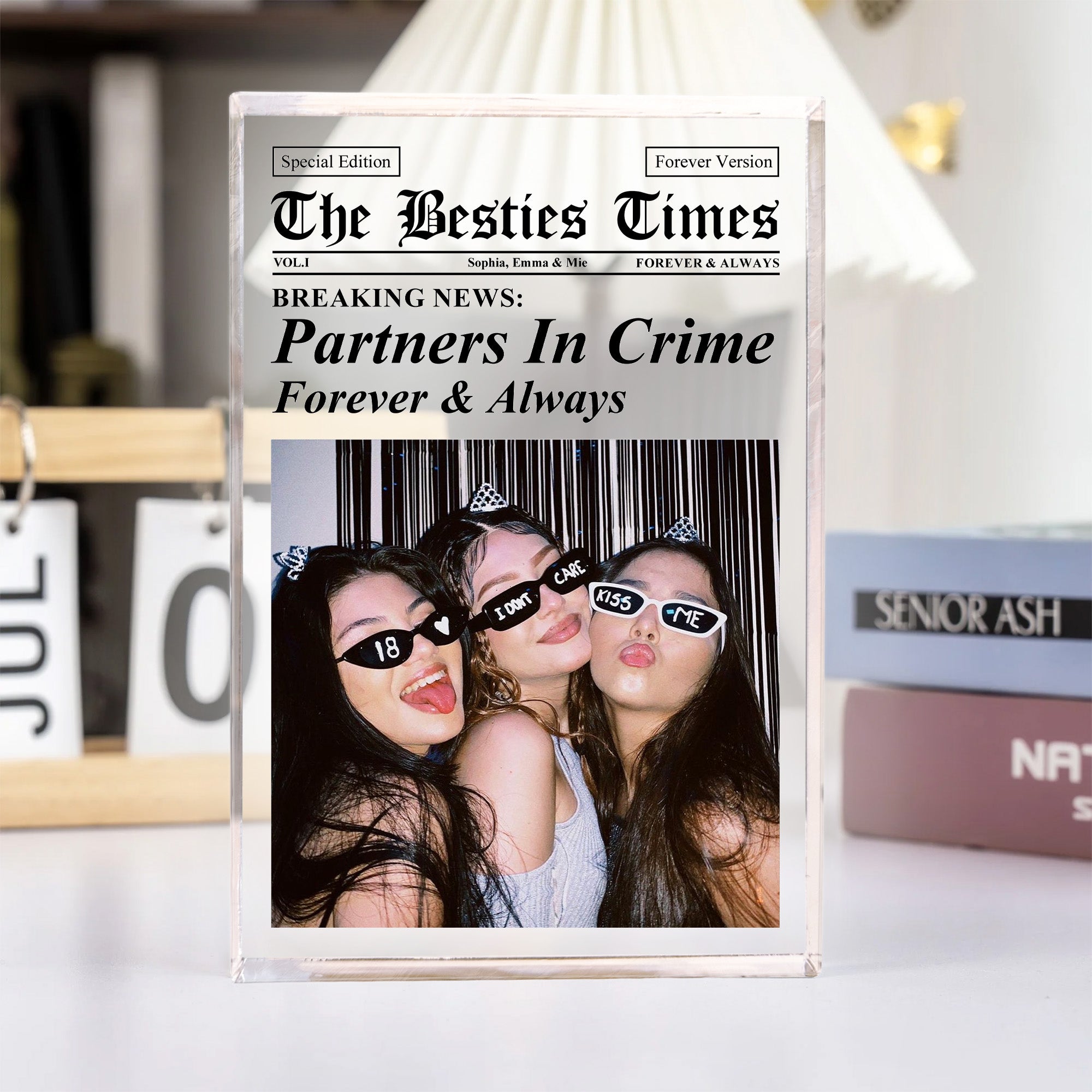 The Besties Times Partners In Crime For Besties - Personalized Acrylic Photo Plaque