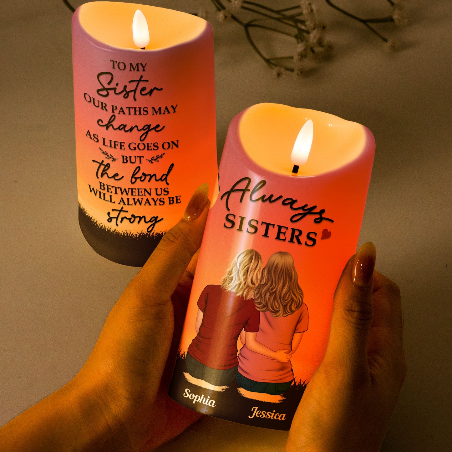 The Bond Between Us Will Always Be Strong - Personalized LED Candle