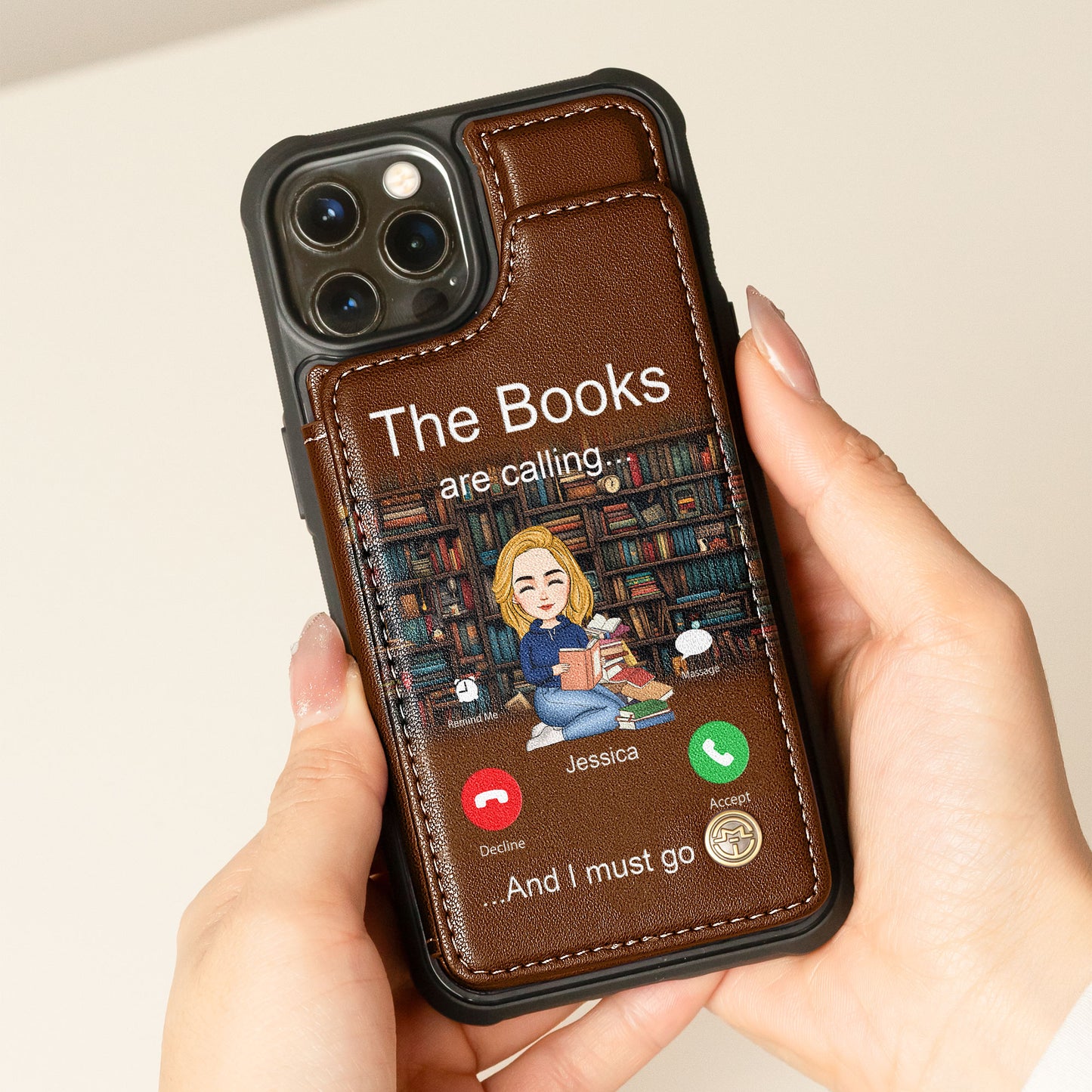 The Books Are Calling... And I Must Go - Personalized Leather Flip Wallet Phone Case