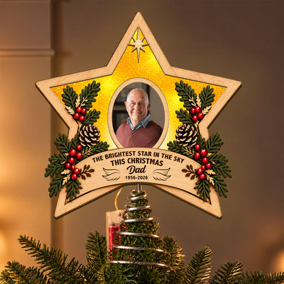 The Brightest Star In The Sky This Christmas - Memorial Light Up - Personalized Christmas Tree Topper