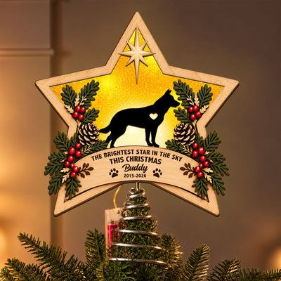 The Brightest Star In The Sky This Christmas - Pet Memorial Light Up - Personalized Christmas Tree Topper