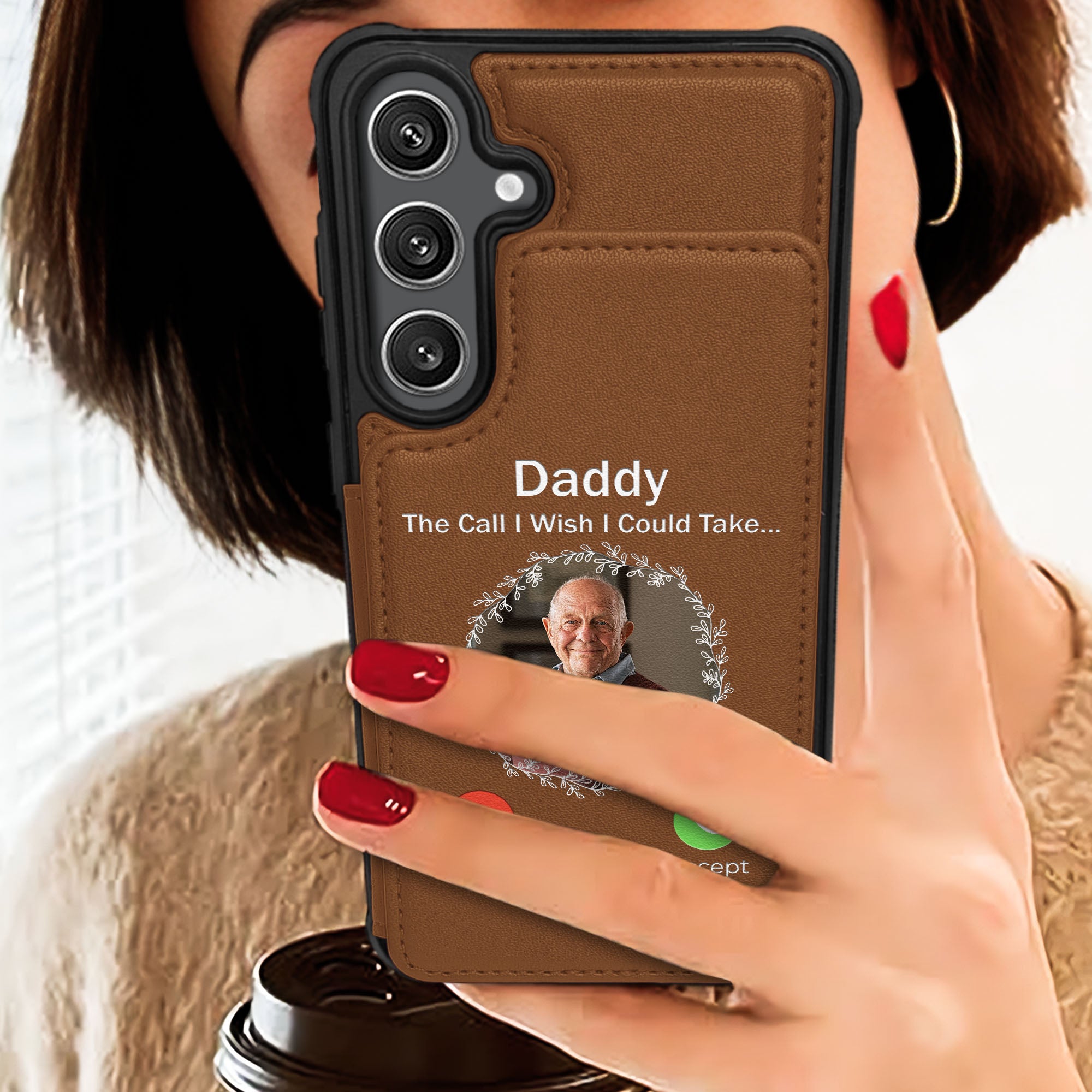 The Call I Wish I Could Take - Personalized Photo Leather Flip Wallet Phone Case
