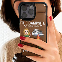 The Campsite Is Calling... And I Must Go - Personalized Leather Flip Wallet Phone Case