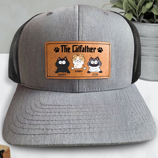 The Catfather - Personalized Leather Patch Hat