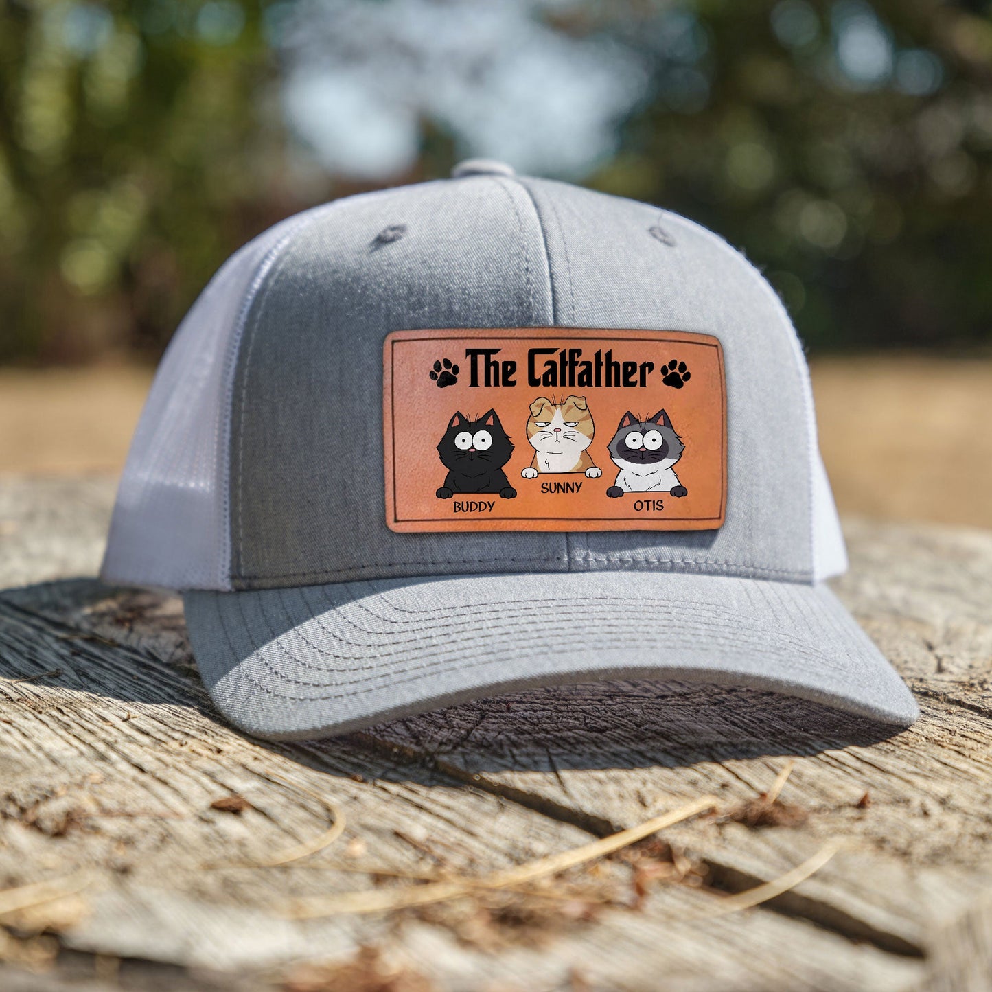 The Catfather - Personalized Leather Patch Hat