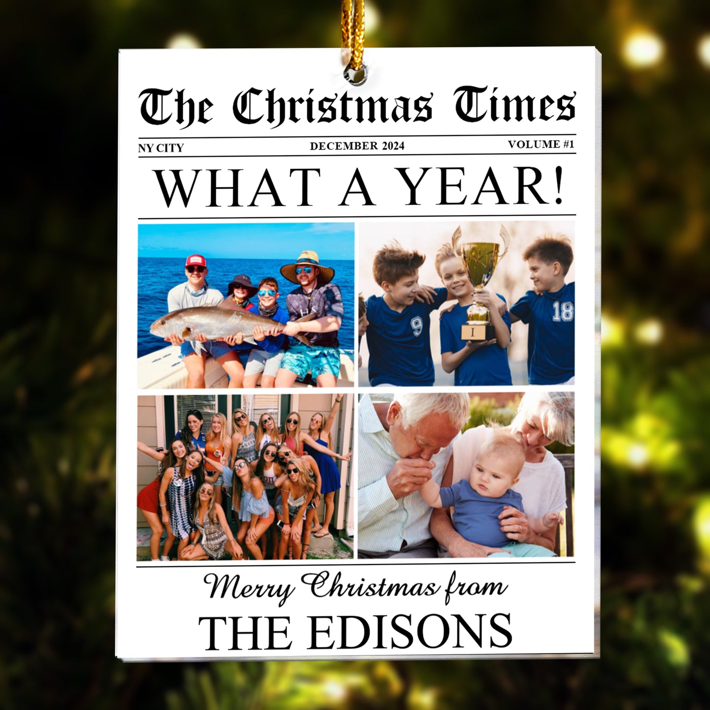 The Christmas Times Newspaper - What A Year - Personalized Acrylic Photo Ornament