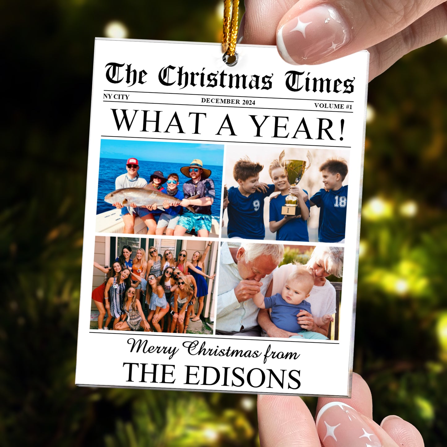 The Christmas Times Newspaper - What A Year - Personalized Acrylic Photo Ornament