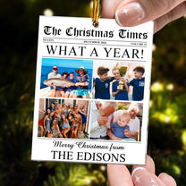 The Christmas Times Newspaper - What A Year - Personalized Acrylic Photo Ornament