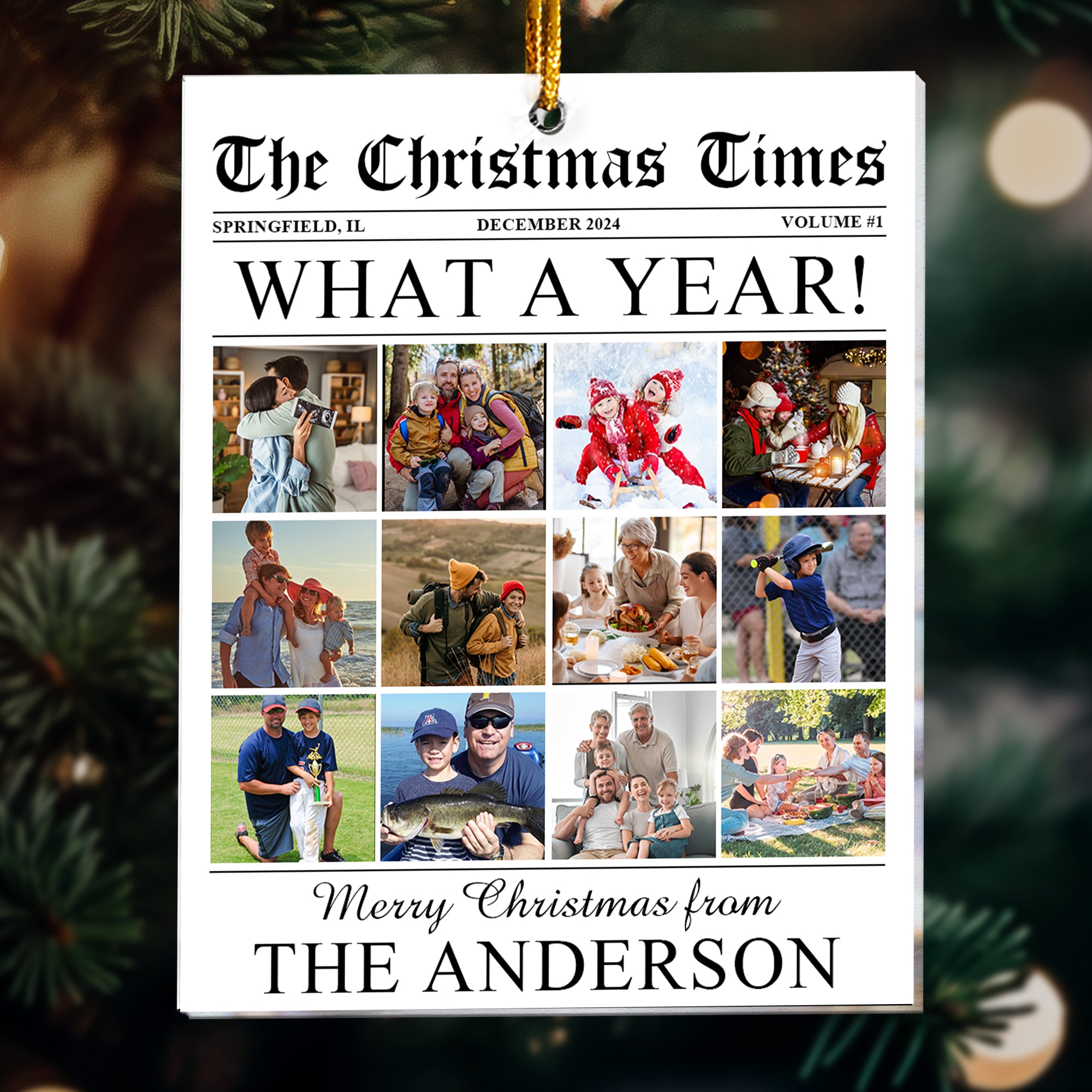 The Christmas Times - What A Year Newspaper - Personalized Acrylic Photo Ornament