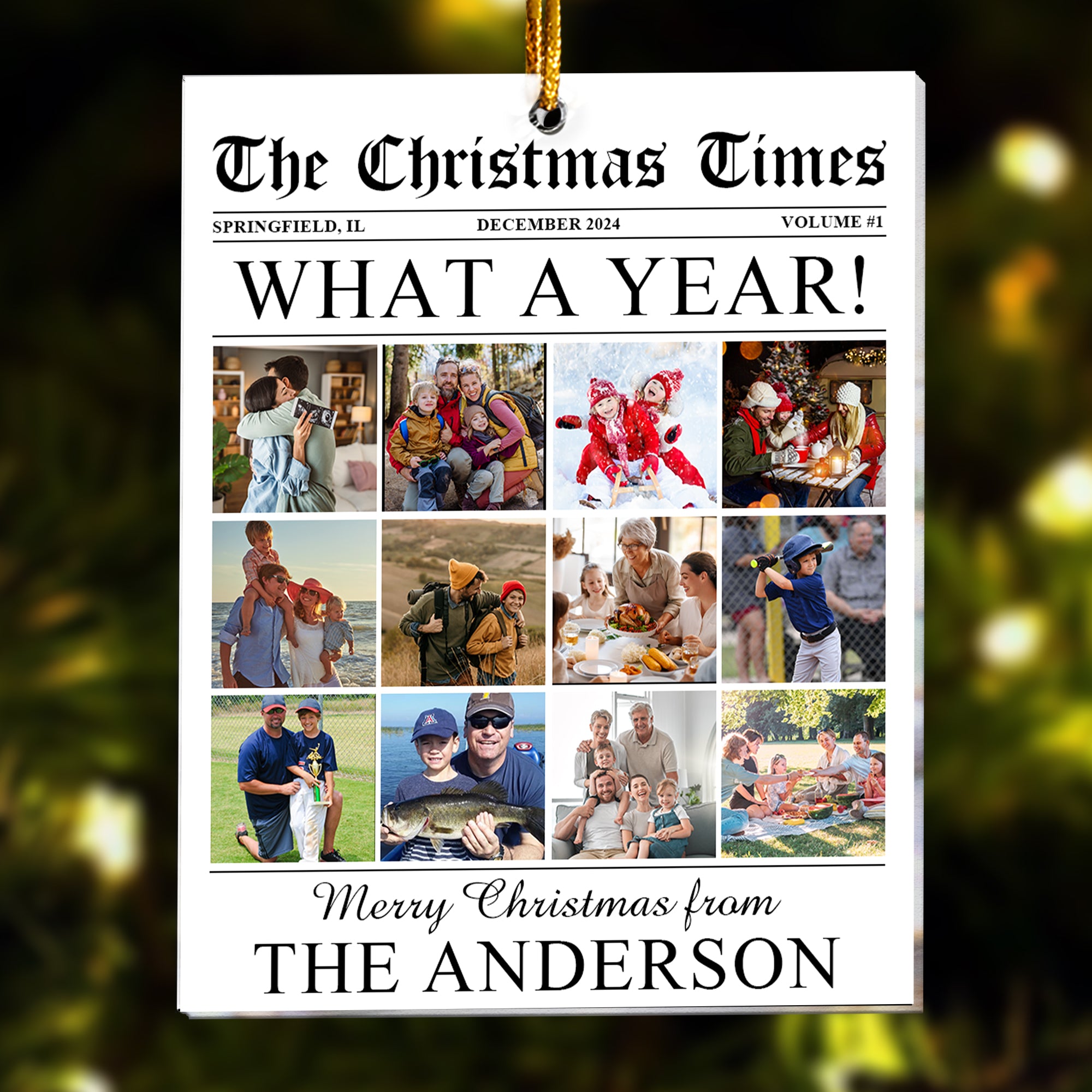 The Christmas Times - What A Year Newspaper - Personalized Acrylic Photo Ornament