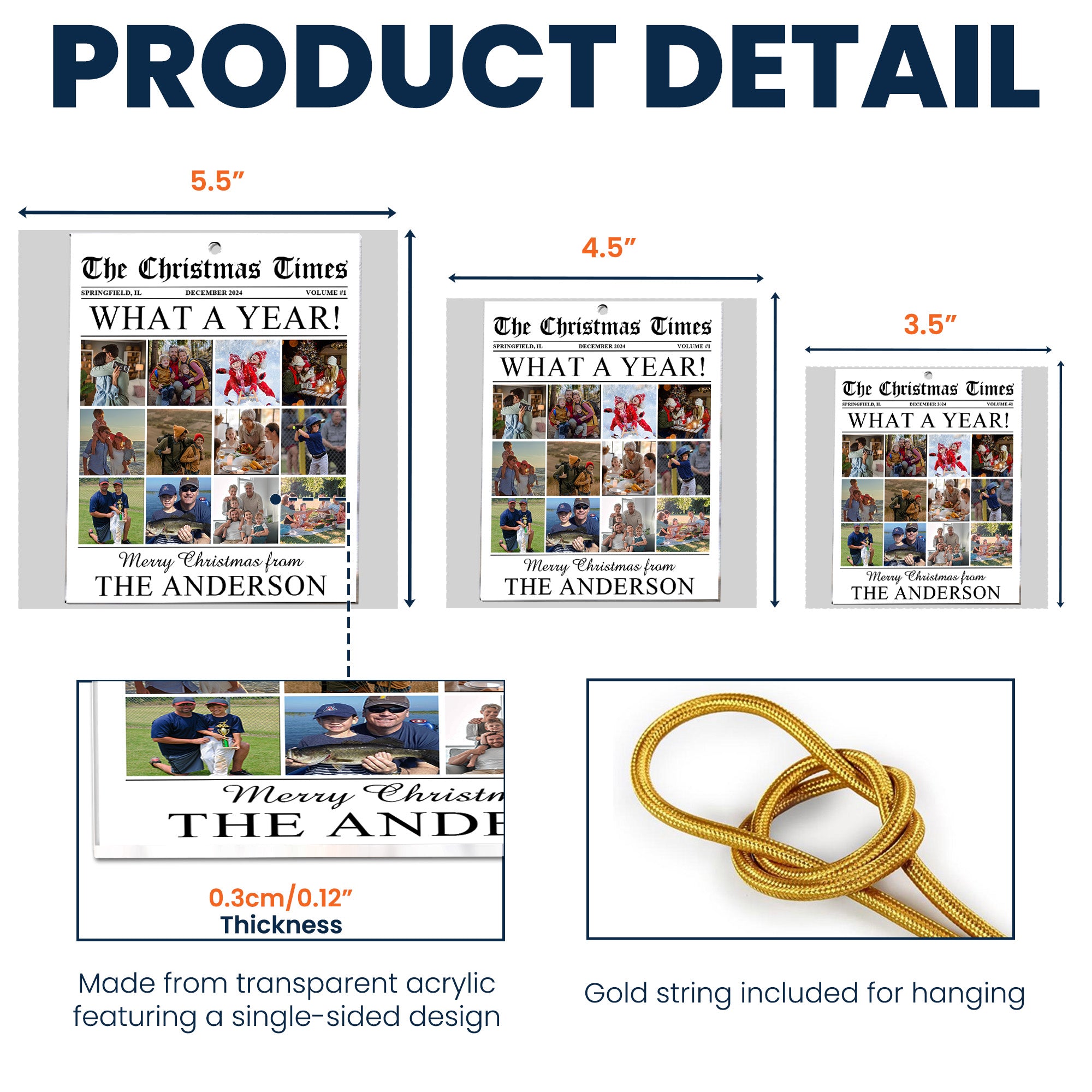 The Christmas Times - What A Year Newspaper - Personalized Acrylic Photo Ornament