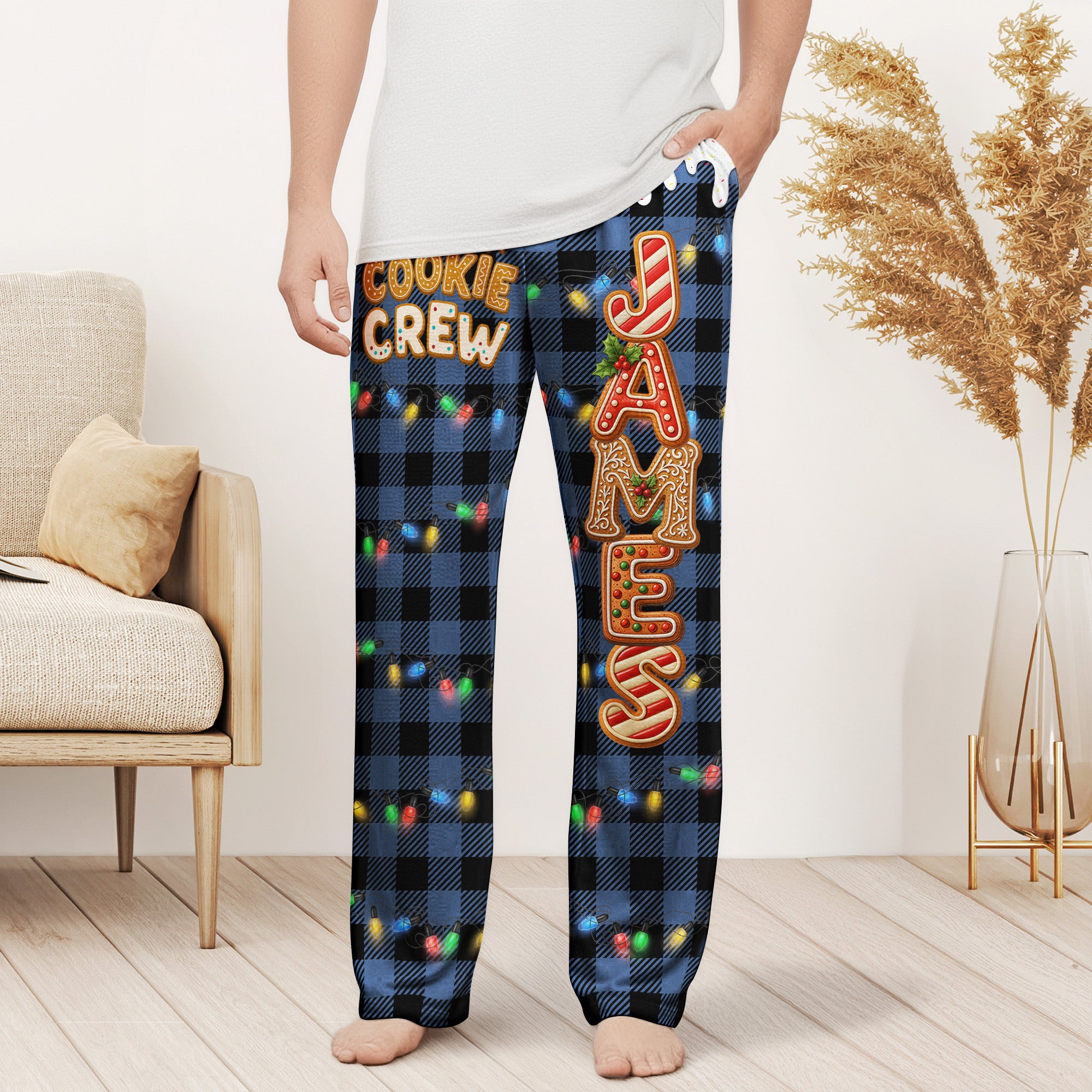The Cookie Crew - Christmas Matching Outfits For Family, Custom Gingerbread Names - Personalized Lounge Pants