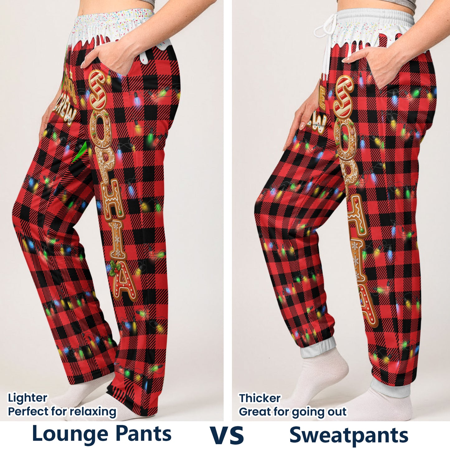 The Cookie Crew - Christmas Matching Outfits For Family, Custom Gingerbread Names - Personalized Lounge Pants