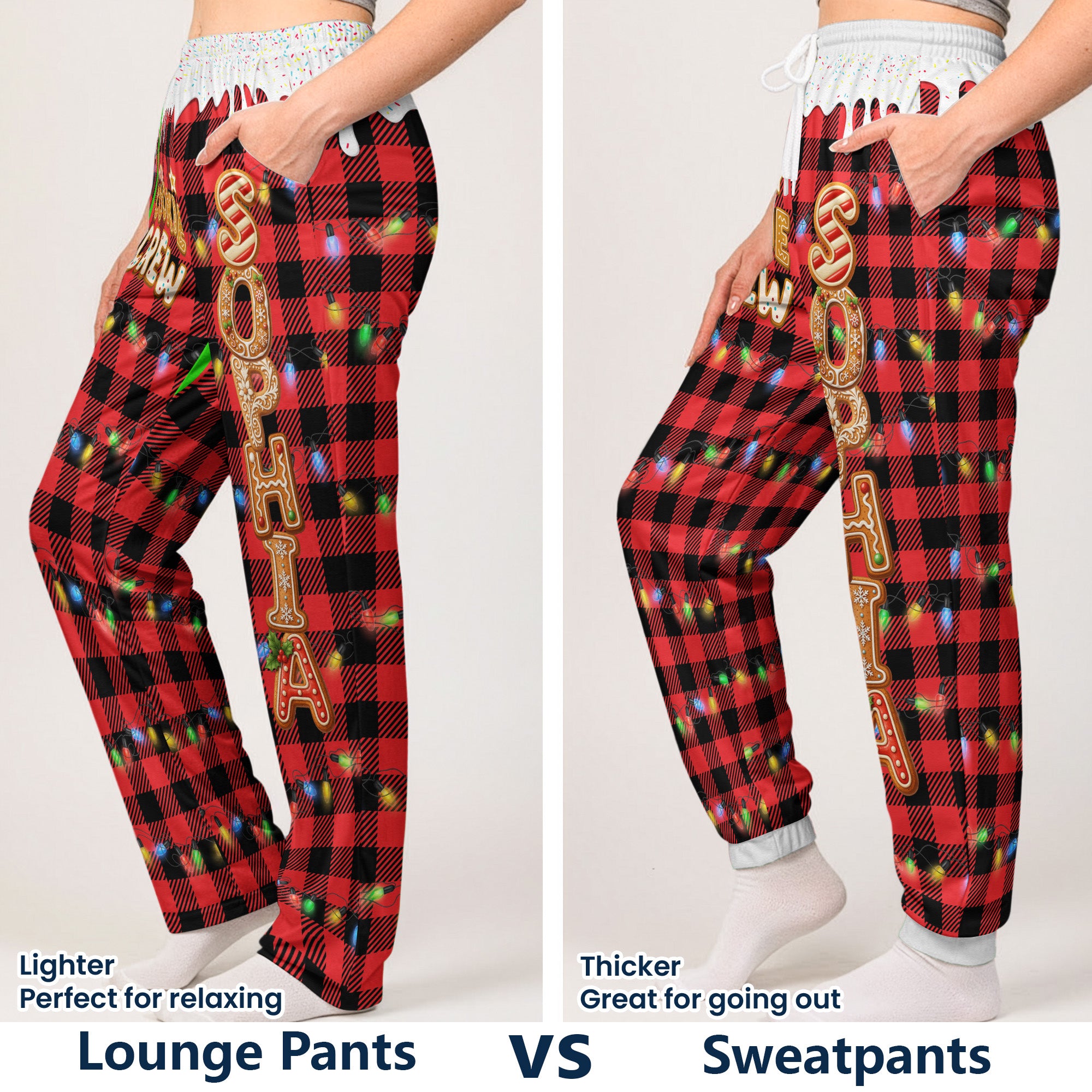 The Cookie Crew - Christmas Matching Outfits For Family, Custom Gingerbread Names - Personalized Lounge Pants