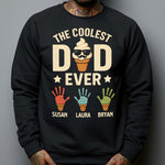 The Coolest Dad Ever Custom Kids Names Handprint - Personalized Shirt