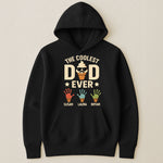 The Coolest Dad Ever Custom Kids Names Handprint - Personalized Shirt