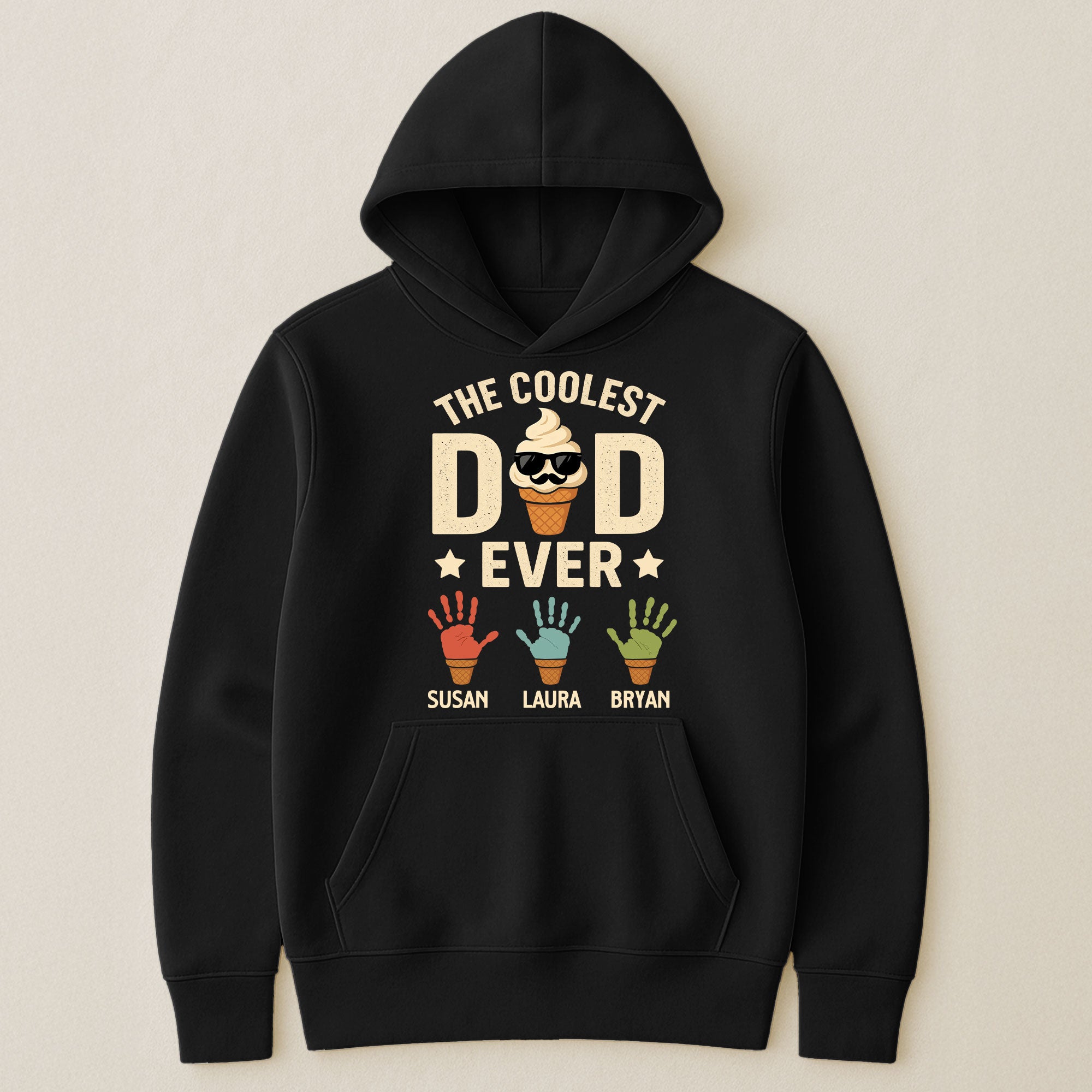 The Coolest Dad Ever Custom Kids Names Handprint - Personalized Shirt
