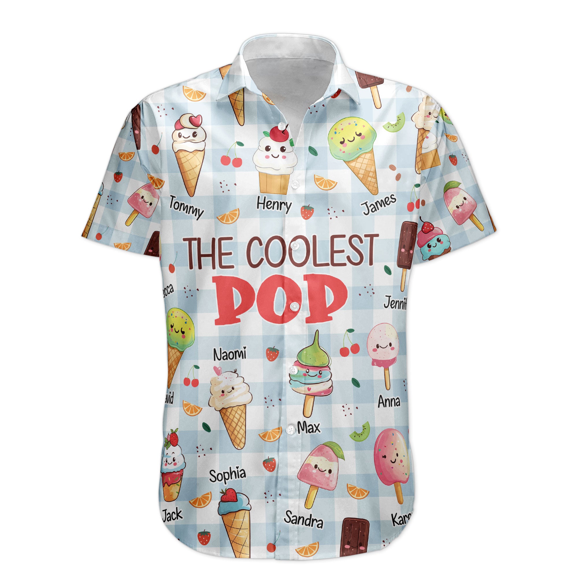 Father's Day Gifts, The Coolest Pop - Custom With Kids' Names - Personalized Hawaiian Shirt