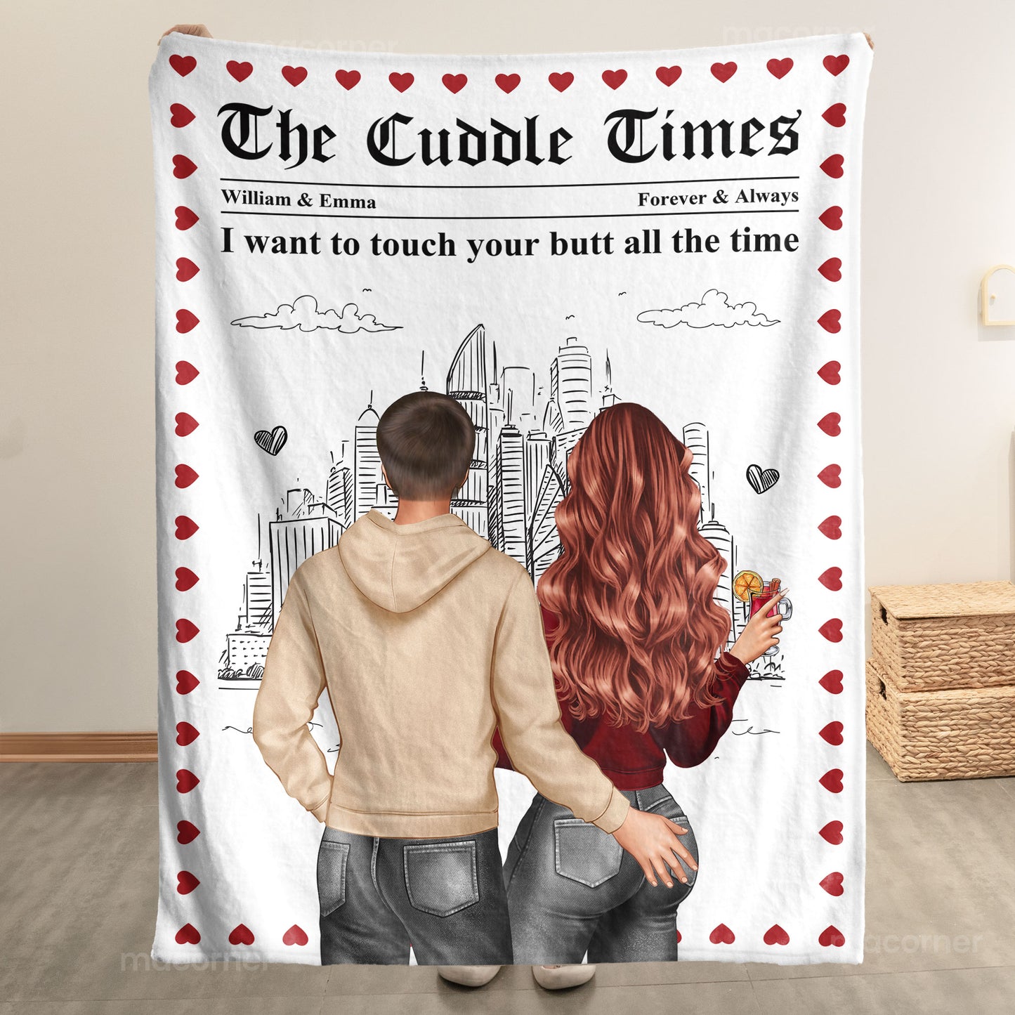 The Cuddle Times Naughty Couple - Personalized Blanket