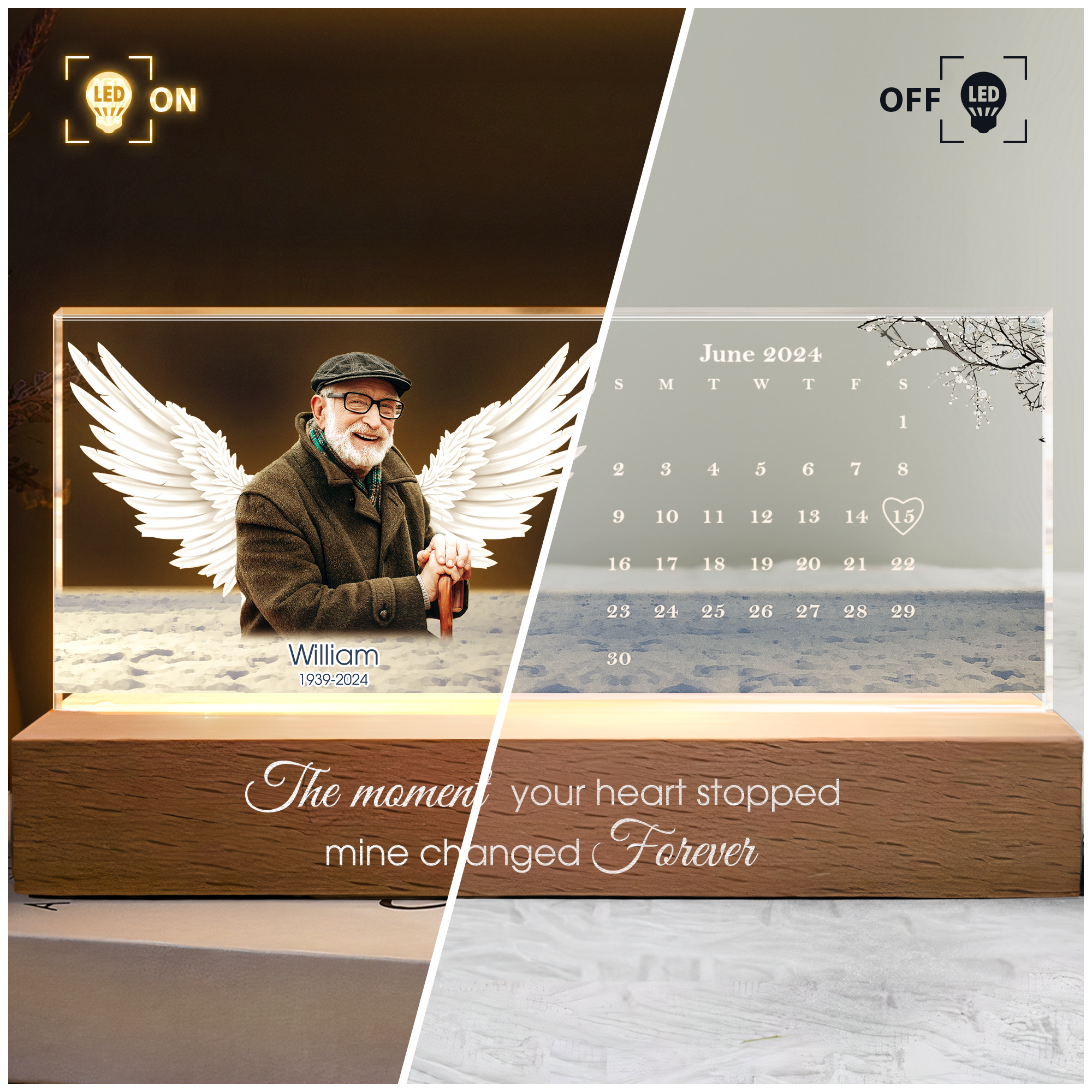 The Day God Called You Home - Personalized Photo LED Night Light