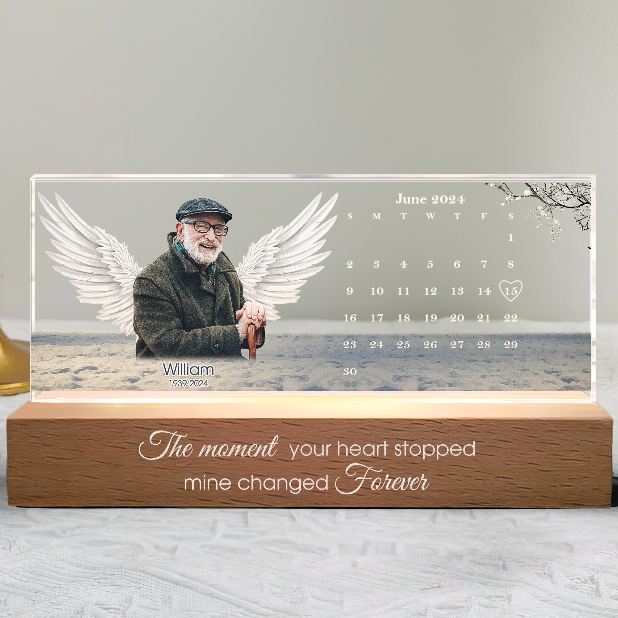 The Day God Called You Home - Personalized Photo LED Night Light