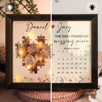 The Day I Found My Missing Piece Anniversary Gift - Personalized Photo LED Shadow Box