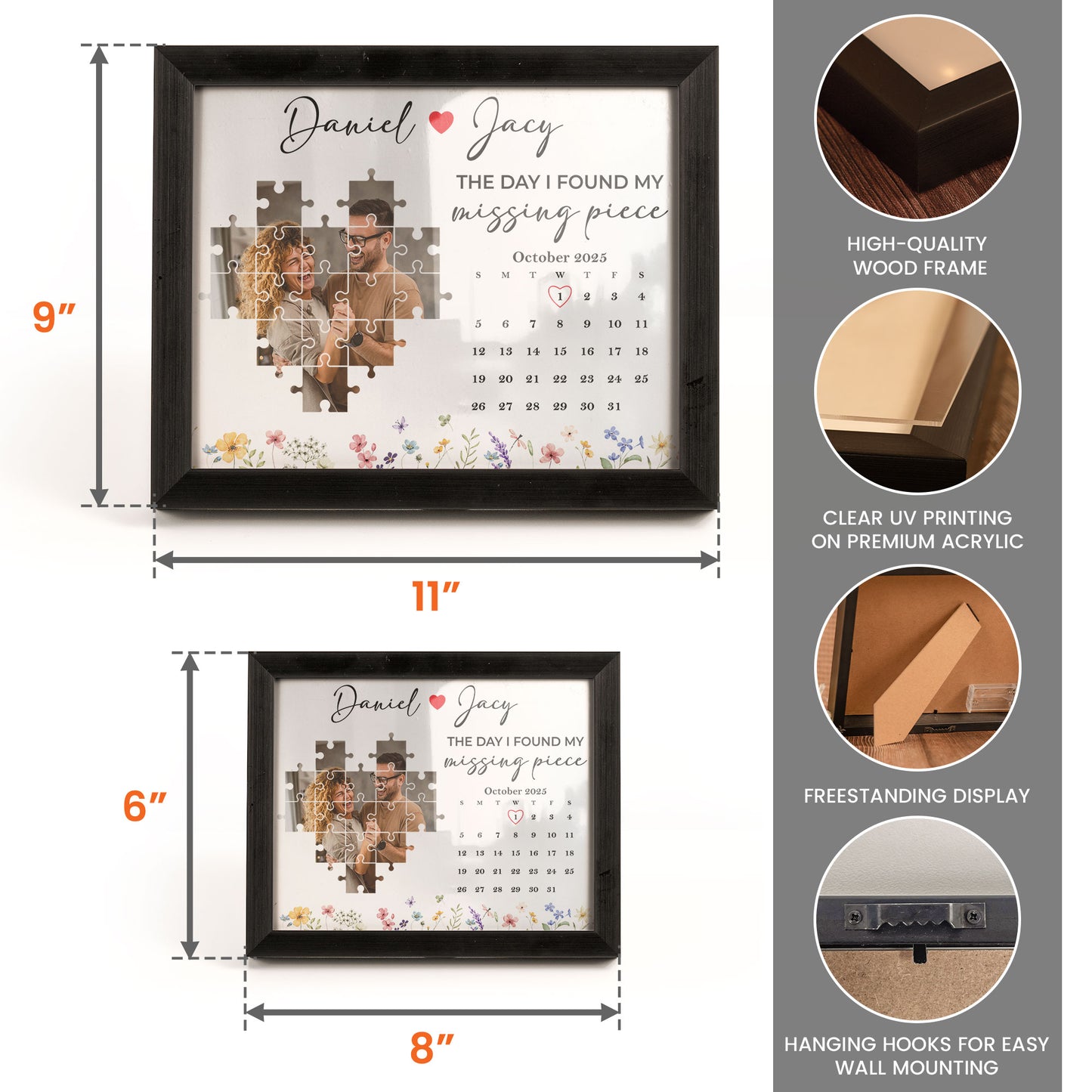The Day I Found My Missing Piece Anniversary Gift - Personalized Photo LED Shadow Box