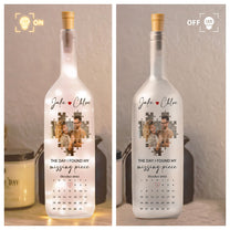 The Day I Found My Missing Piece Couple Gift - Personalized Photo Bottle Lamp