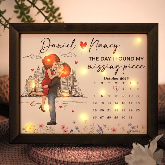 The Day I Found My Missing Piece Valentine's Day Anniversary Gift - Personalized LED Shadow Box