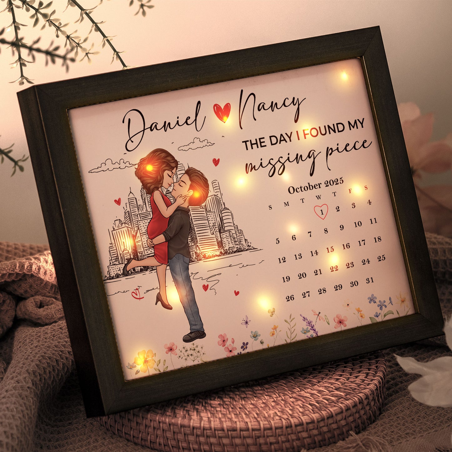 The Day I Found My Missing Piece Valentine's Day Anniversary Gift - Personalized LED Shadow Box
