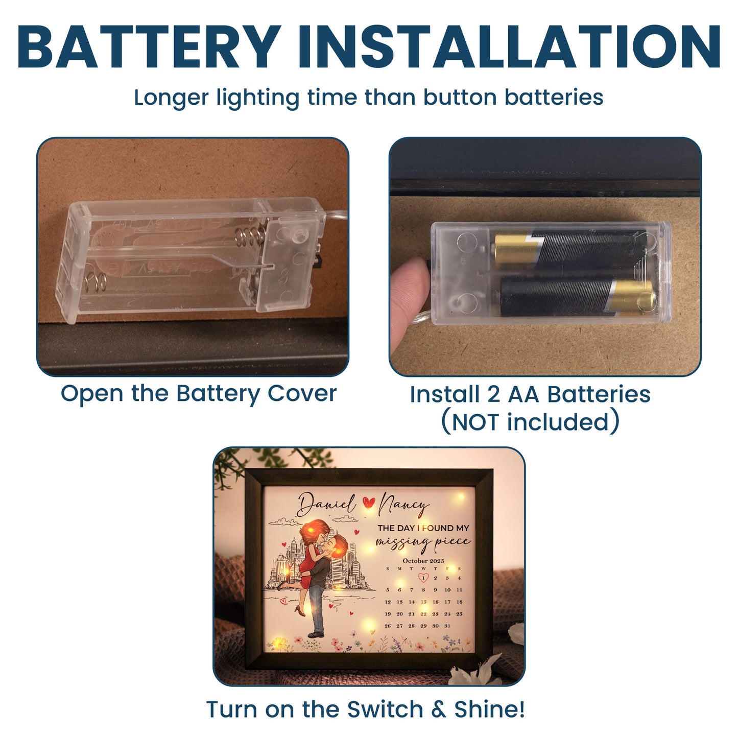 The Day I Found My Missing Piece Valentine's Day Anniversary Gift - Personalized LED Shadow Box