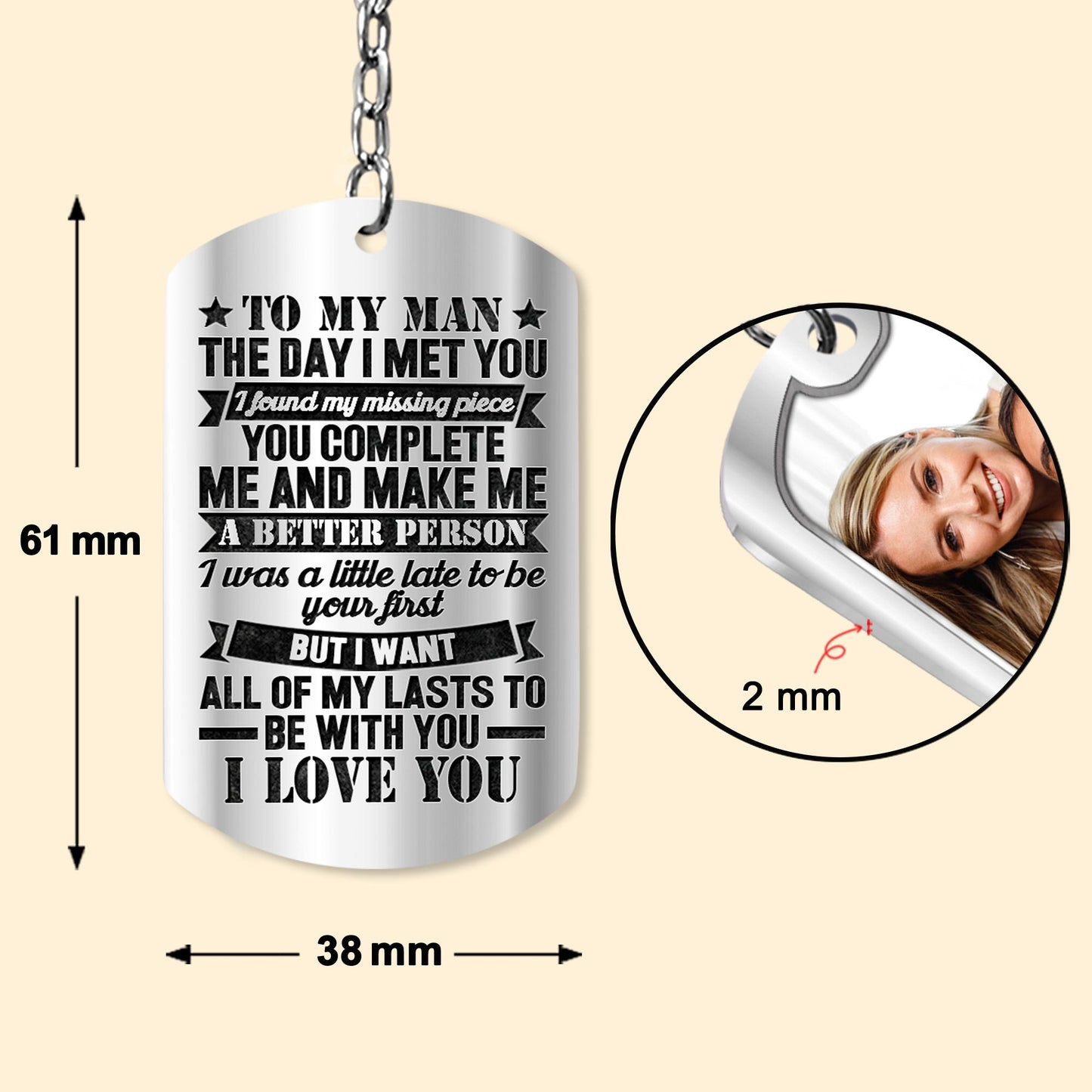 The Day I Met You I Found My Missing Piece - Personalized Photo Keychain