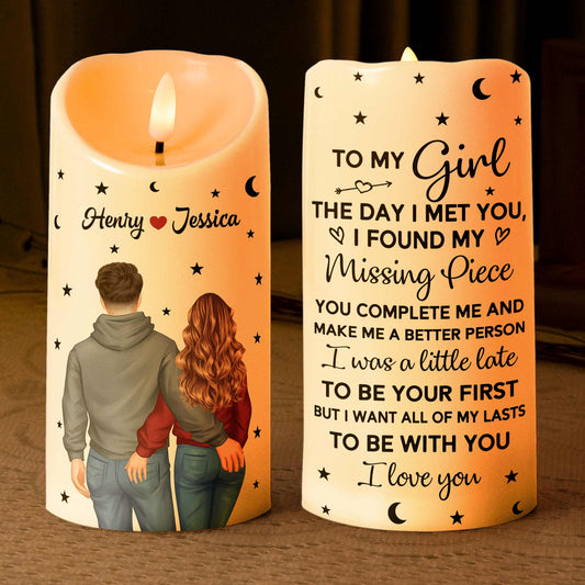 The Day I Met You, I Found My Missing Piece - Personalized LED Candle