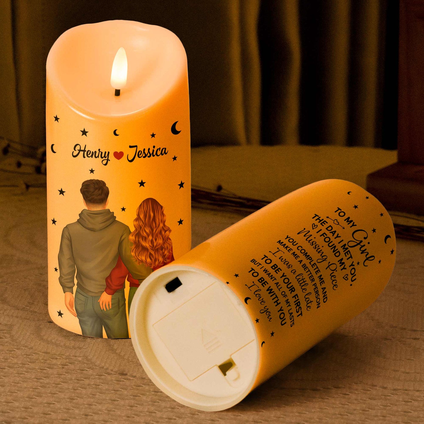 The Day I Met You, I Found My Missing Piece - Personalized LED Candle