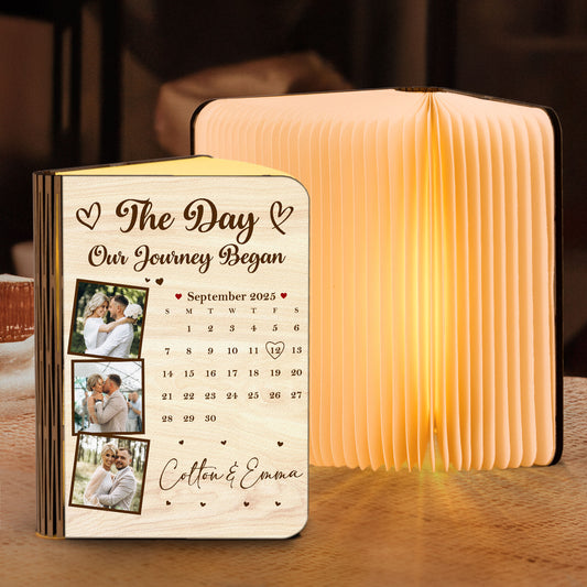 The Day Our Story Began Couple Anniversary Wedding Gift - Personalized Photo Book Lamp