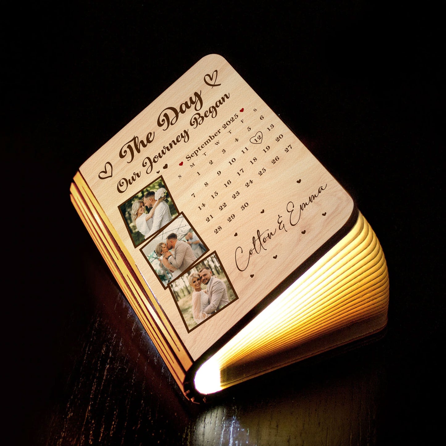 The Day Our Story Began Couple Anniversary Wedding Gift - Personalized Photo Book Lamp