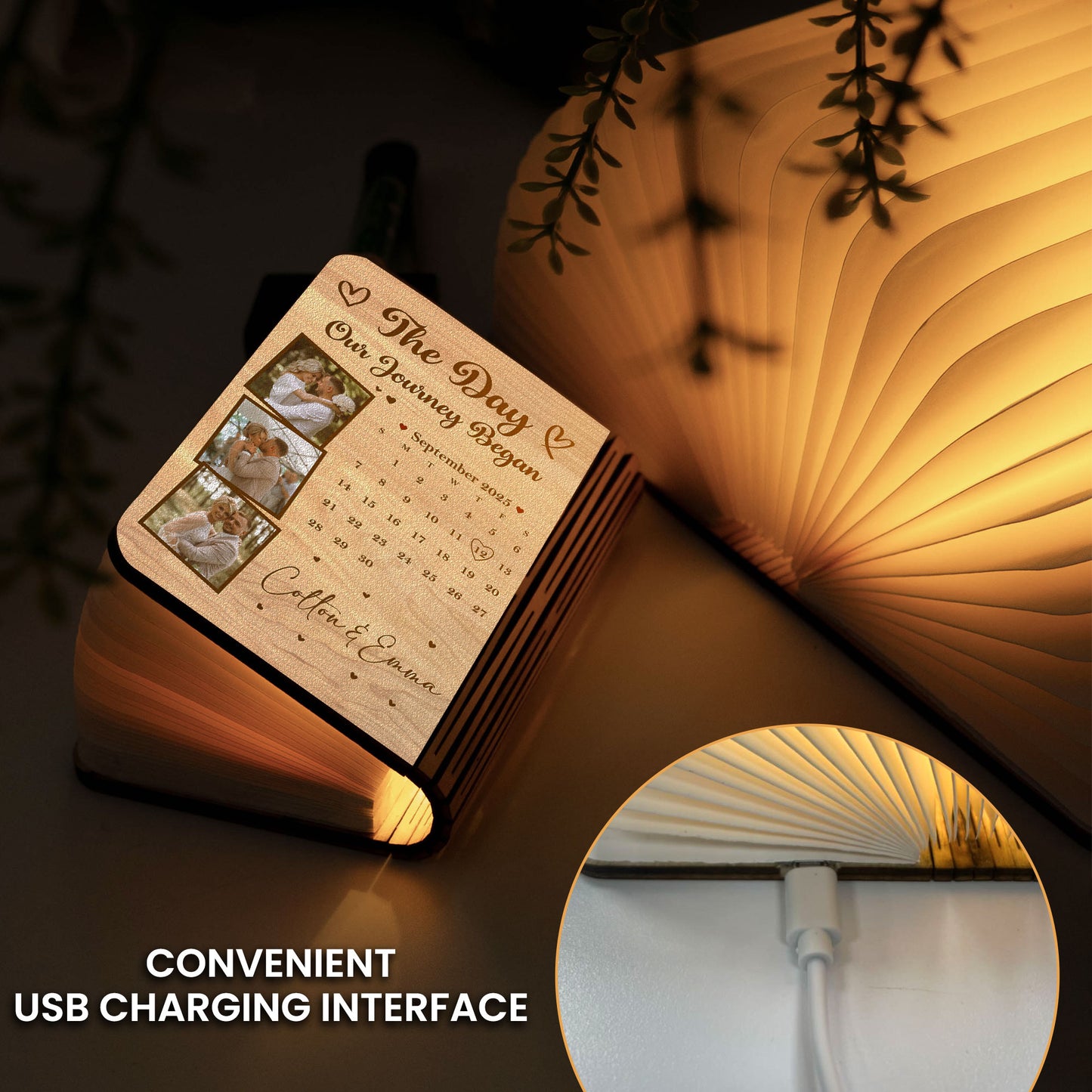 The Day Our Story Began Couple Anniversary Wedding Gift - Personalized Photo Book Lamp