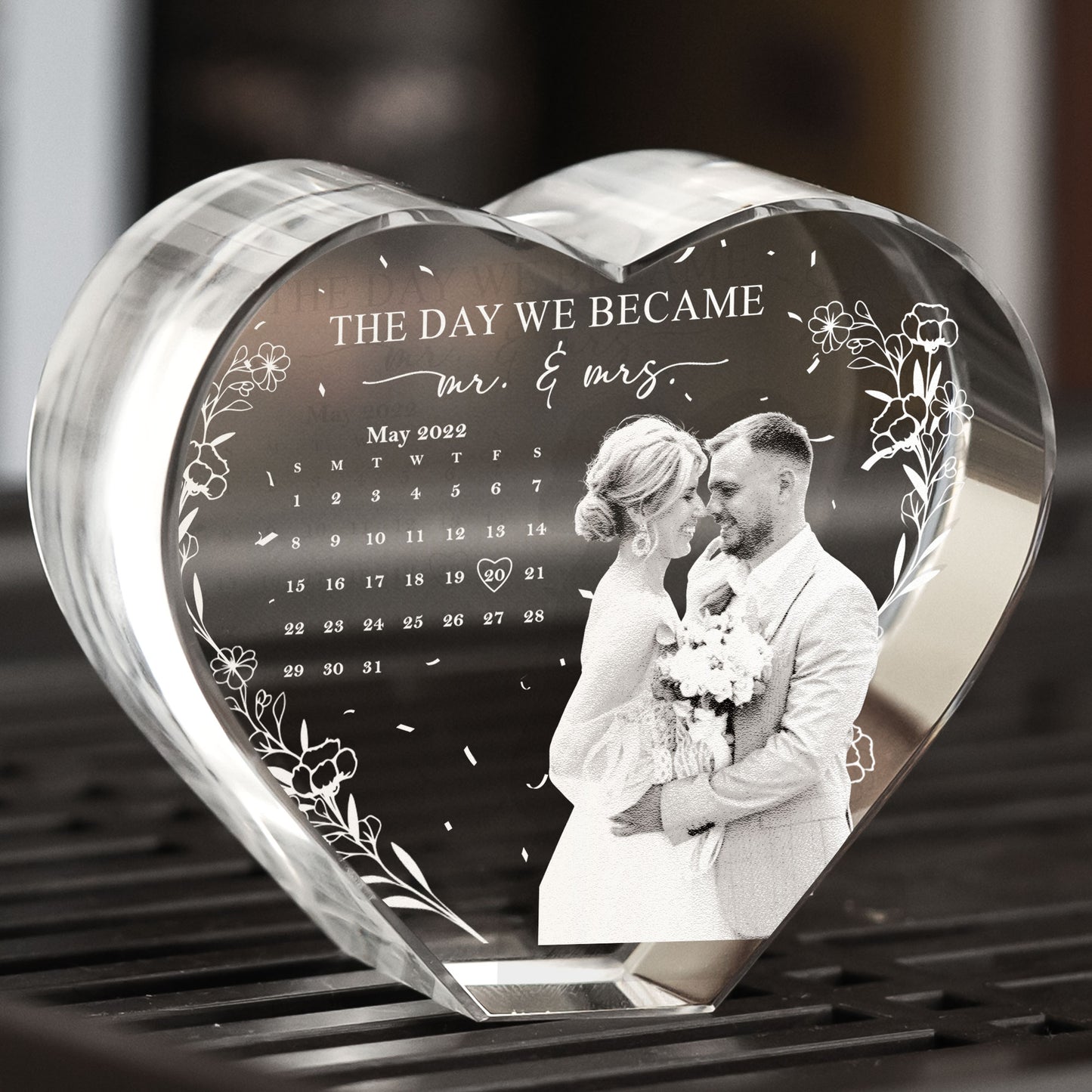 The Day We Became Mr. & Mrs. - Custom 3D Crystal Photo