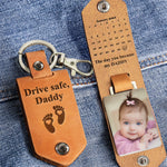 The Day You Became My Daddy Custom Calendar - Personalized Leather Photo Keychain