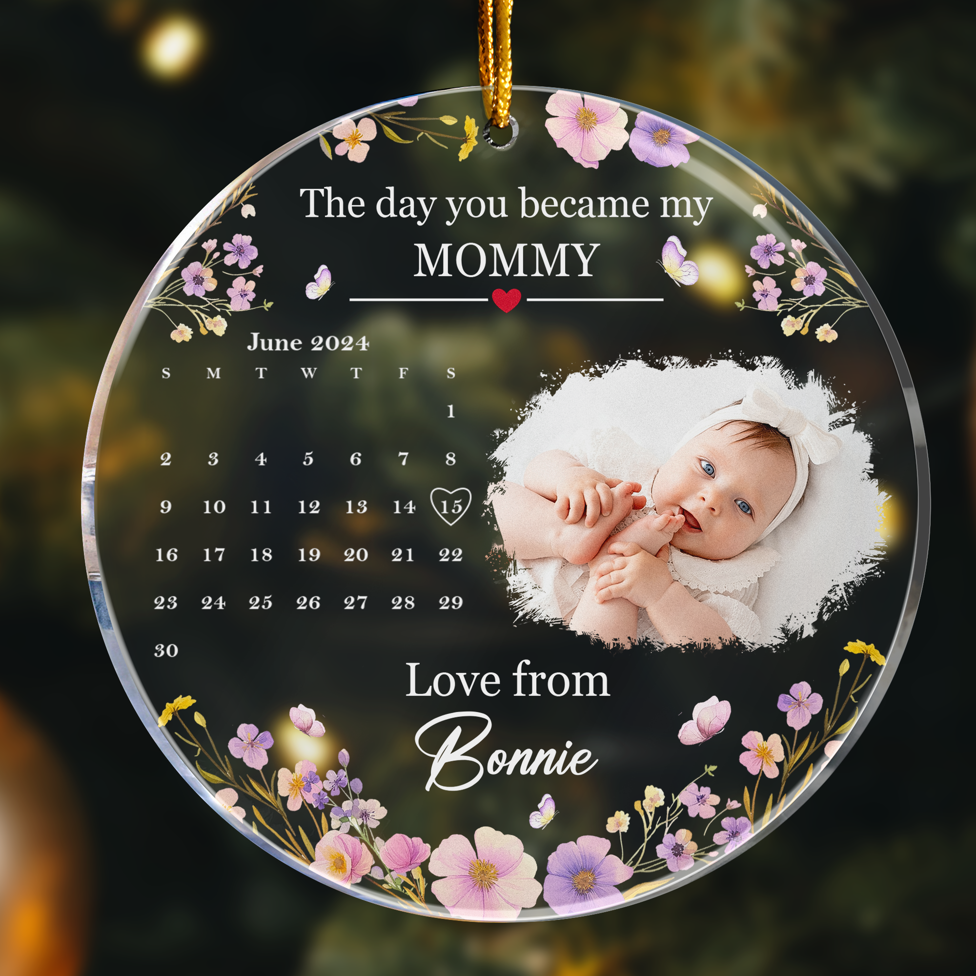 The Day You Became My Mommy Baby's Ultrasound Photo - Personalized Acrylic Photo Ornament