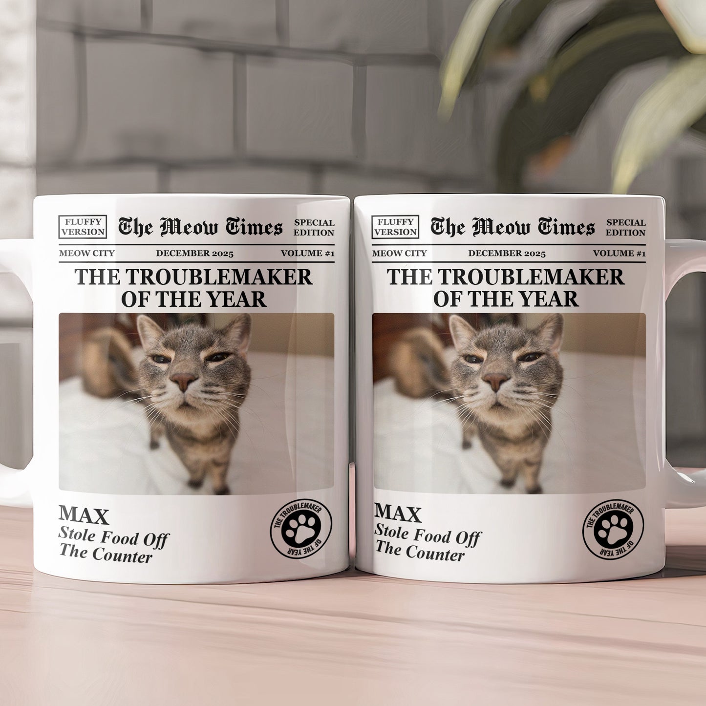 The Dog Times, The Meow Times - Troublemaker Of The Year - Personalized Photo Mug