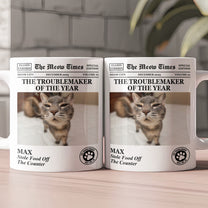 The Dog Times, The Meow Times - Troublemaker Of The Year - Personalized Photo Mug