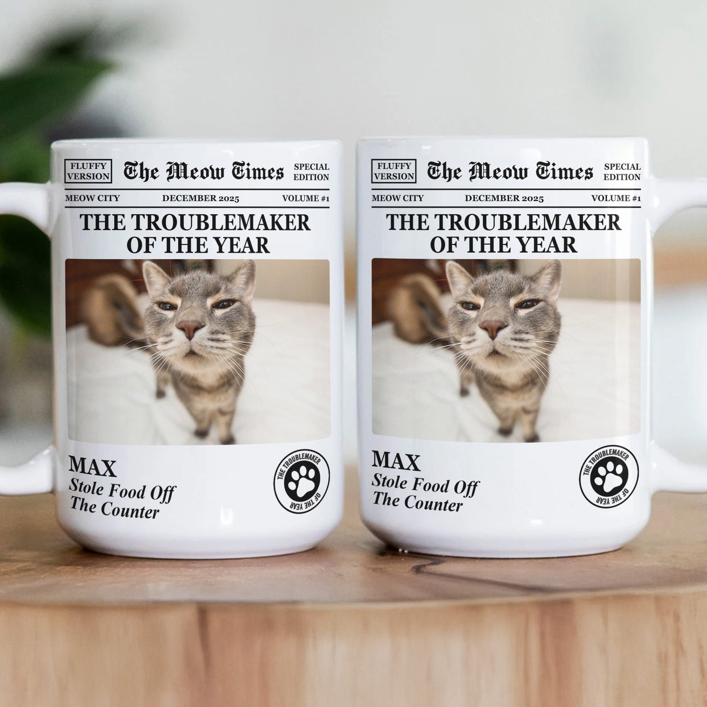 The Dog Times, The Meow Times - Troublemaker Of The Year - Personalized Photo Mug